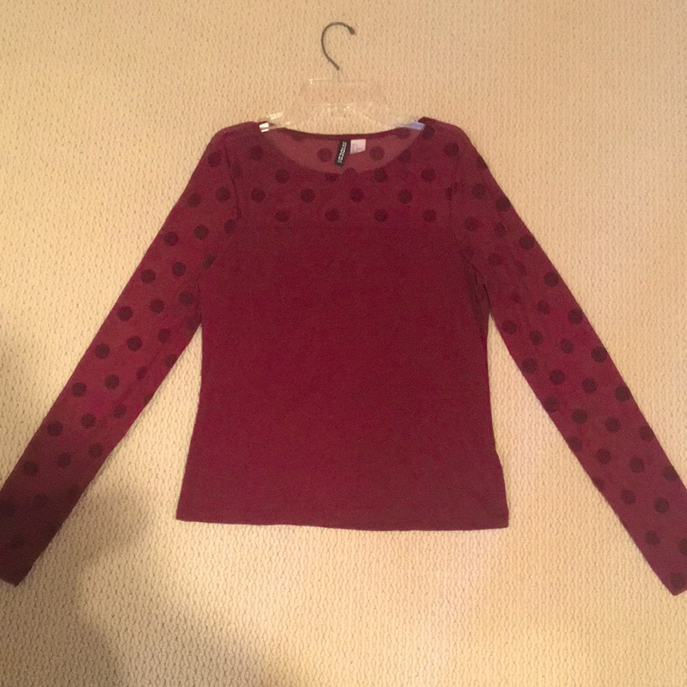 Polka dot mesh sleeve top